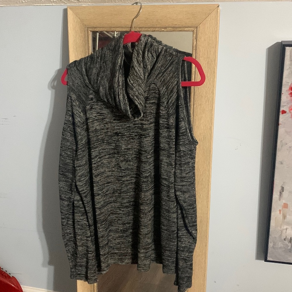 Long sleeve turtleneck with exposed shoulder